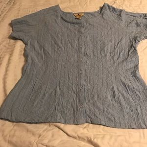 Woolrich women’s blue grey short sleeve blouse